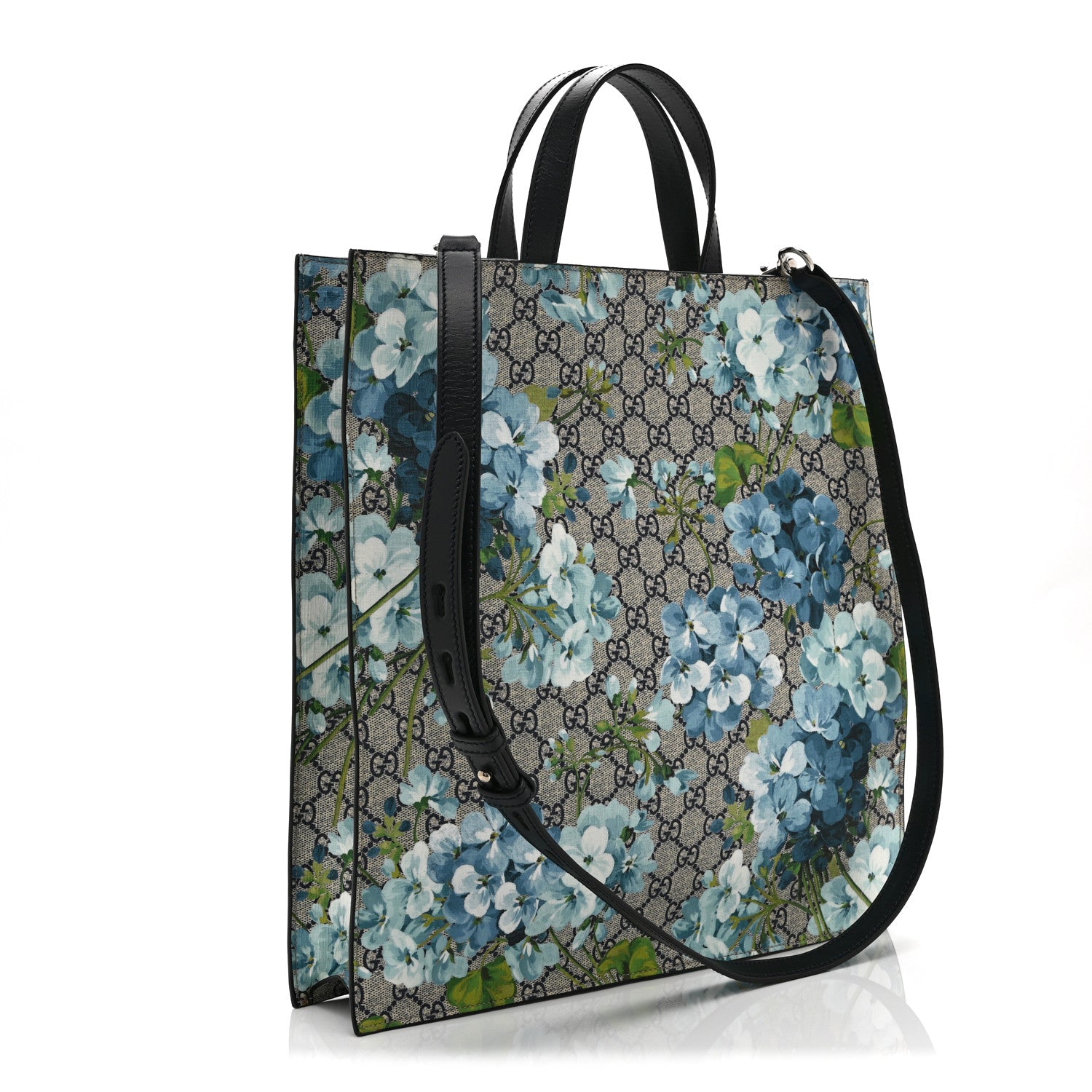 Gucci Soft GG Supreme Monogram Blooms Vertical Tote Blue 3 of 10