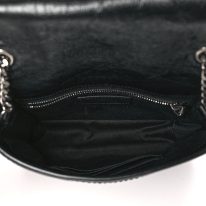 Saint Laurent Crinkled Calfskin Matelasse Monogram Niki Chain Wallet Black 5 of 13