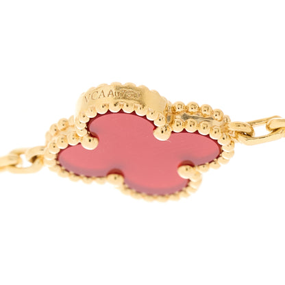 Van Cleef & Arpels 18K Yellow Gold Carnelian 5 Motifs Vintage Alhambra Bracelet 4 of 5