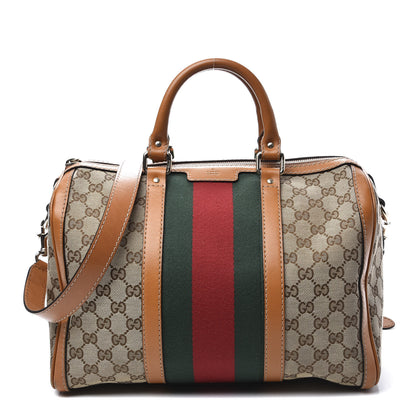 Gucci Monogram Vintage Web Medium Boston Tobacco 1 of 12