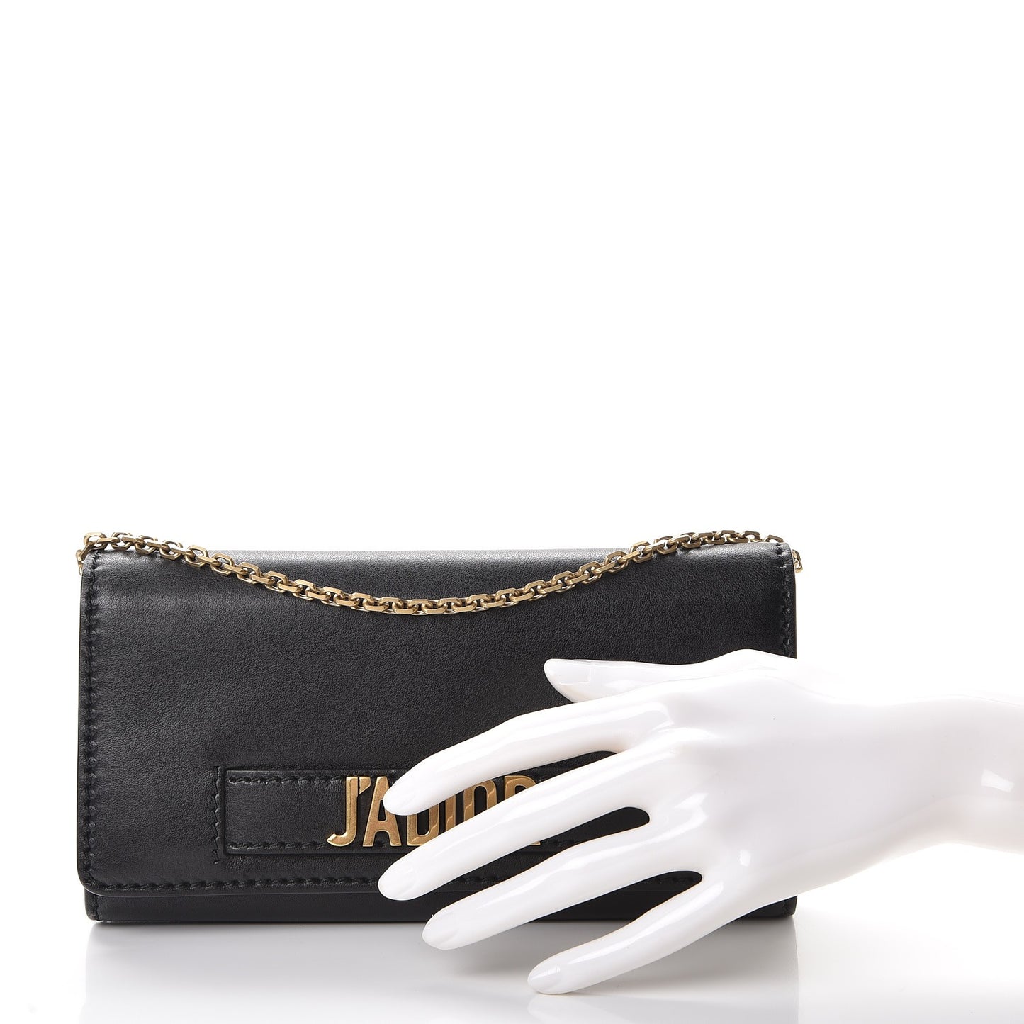 Calfskin J'adior Croisiere Chain Wallet Black