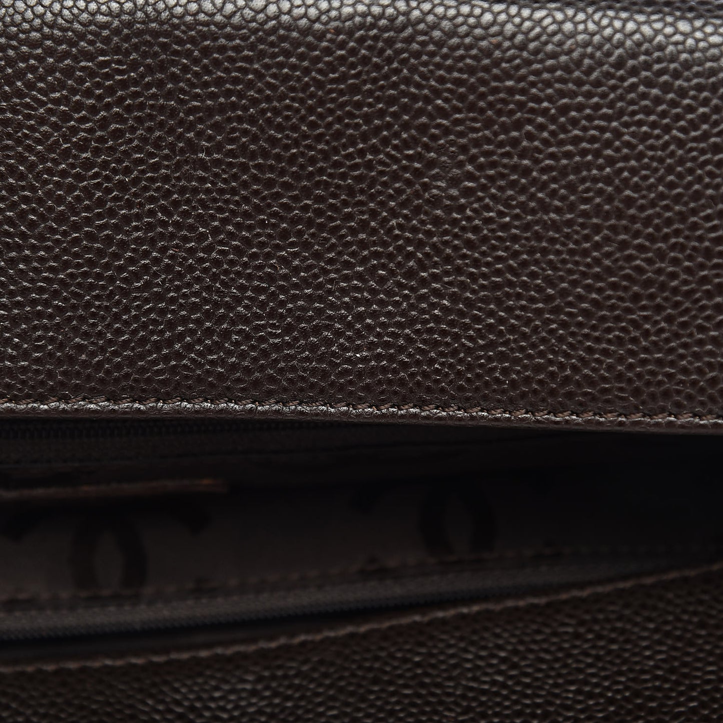 Caviar CC Stitched Medium Tote Brown