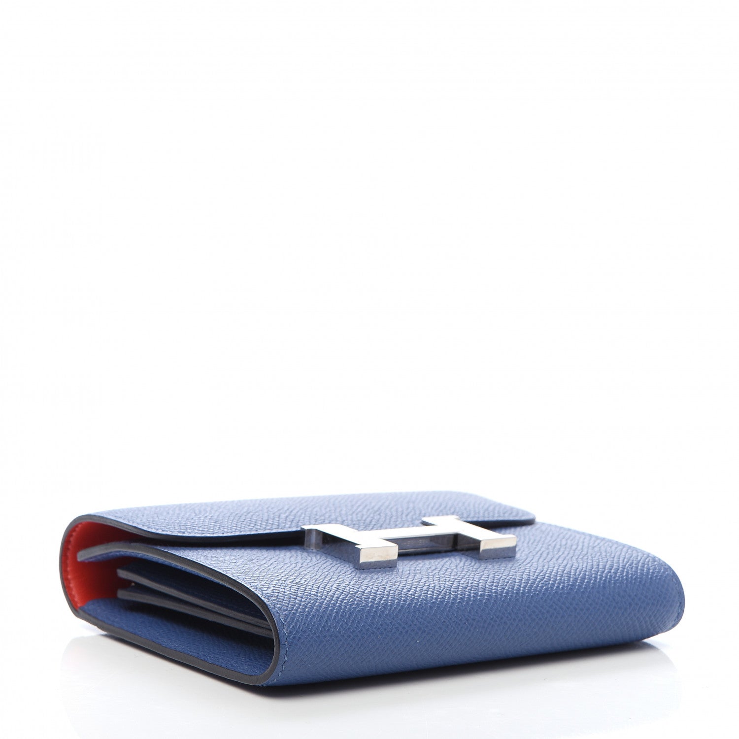 Hermes Epsom Verso Constance Short Wallet Bleu Brighton Rouge Pivoine 4 of 9