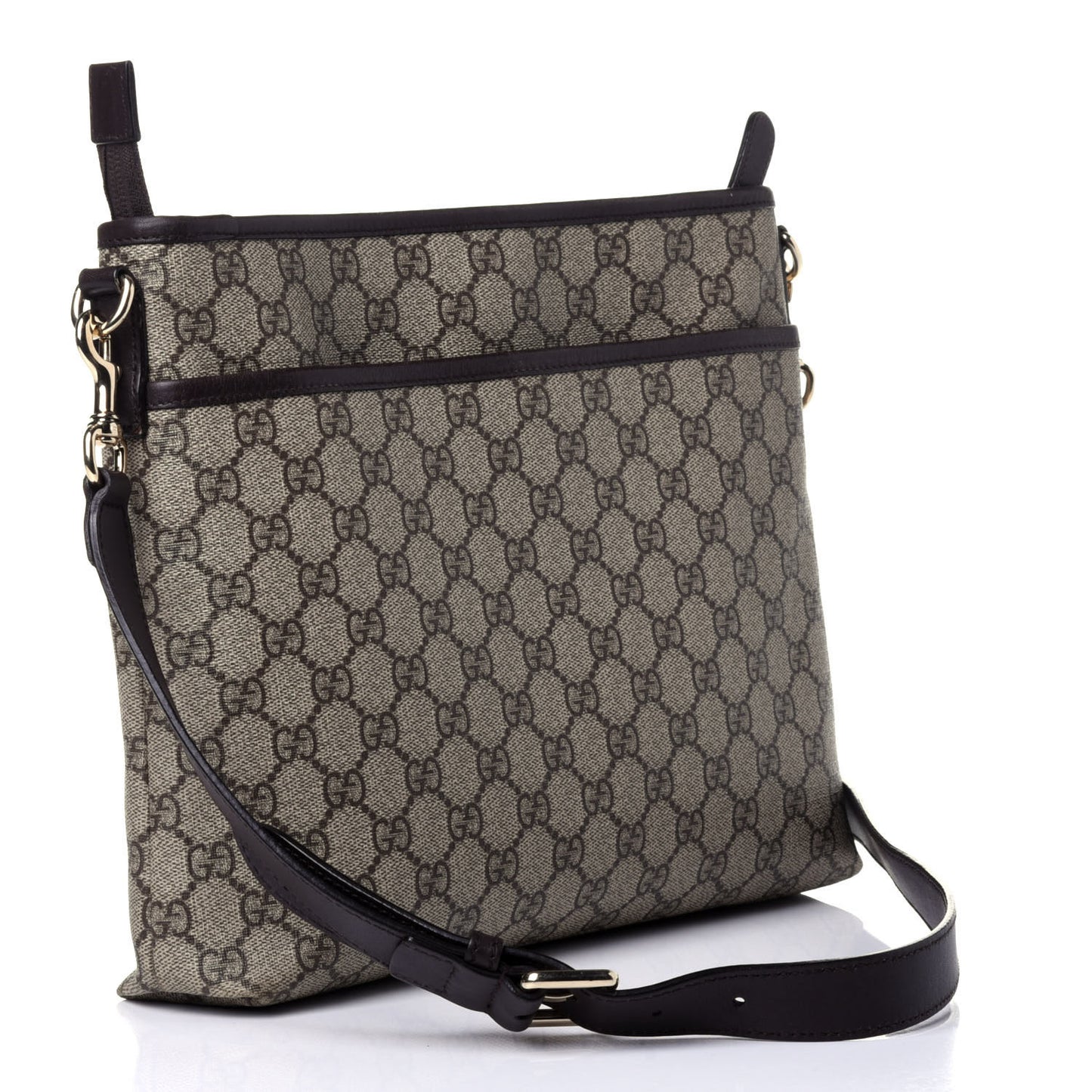 GG Plus Monogram Medium Flat Messenger Bag Dark Brown