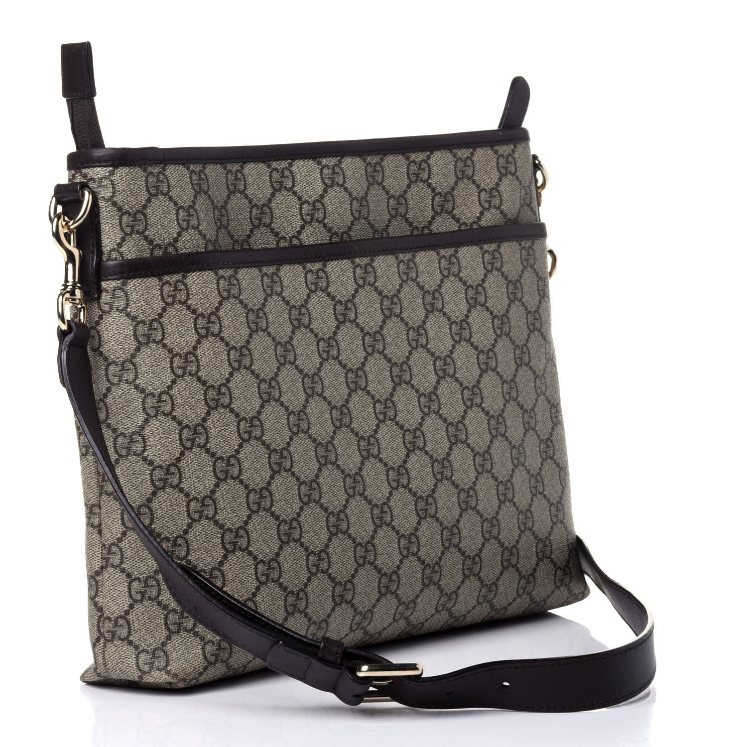 Gucci GG Plus Monogram Medium Flat Messenger Bag Dark Brown 2 of 10