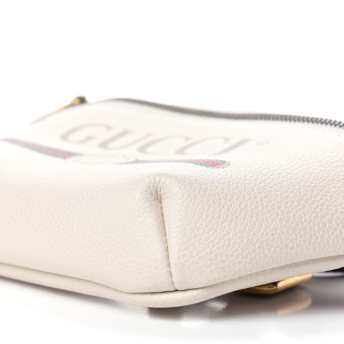 Grained Calfskin Small Logo Belt Bag White