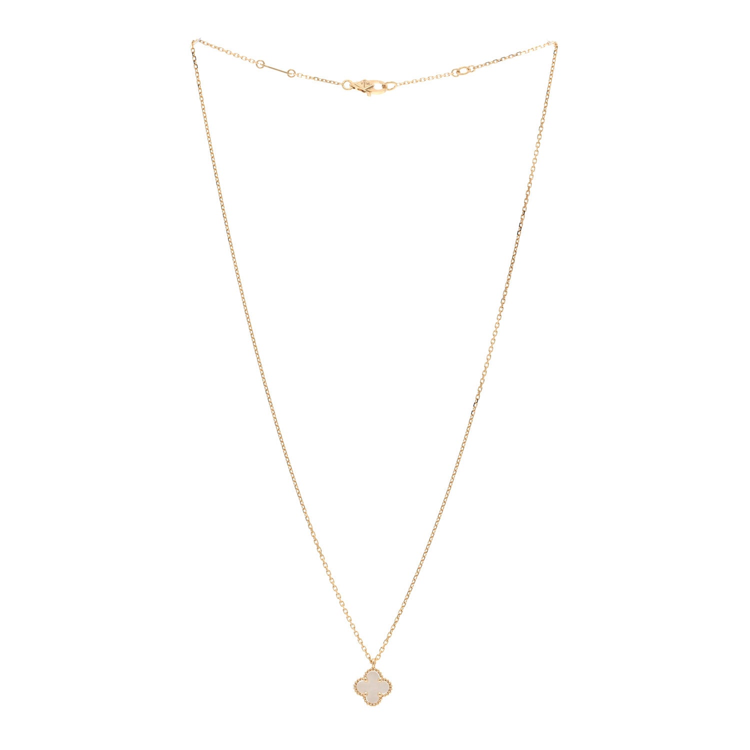 Van Cleef & Arpels 18K Yellow Gold Mother of Pearl Sweet Alhambra Pendant Necklace 3 of 6