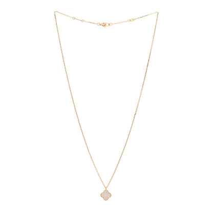 Van Cleef & Arpels 18K Yellow Gold Mother of Pearl Sweet Alhambra Pendant Necklace 3 of 6