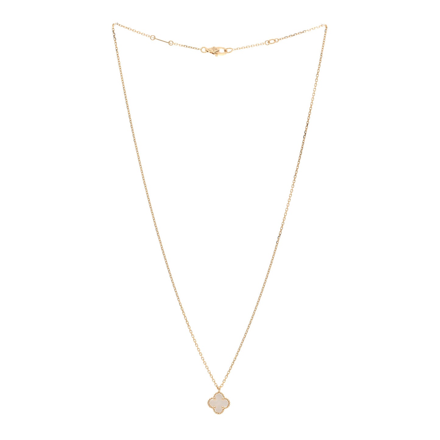 18K Yellow Gold Mother of Pearl Sweet Alhambra Pendant Necklace