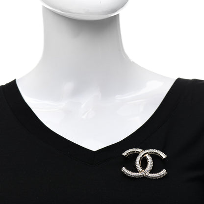Chanel Metal Crystal Baguette CC Brooch Gold 2 of 5