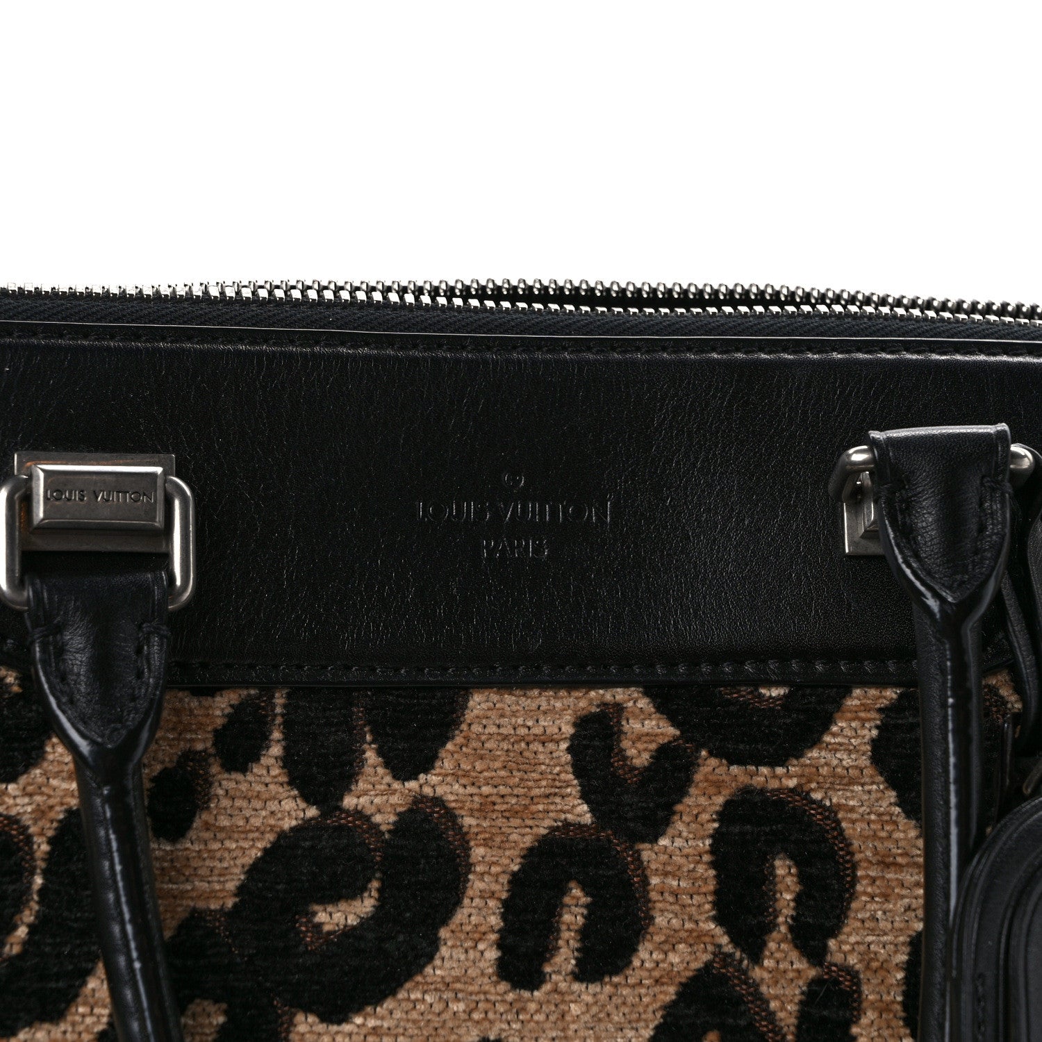 Louis Vuitton Jacquard Velvet Leopard Print Stephen Sprouse North South Bag Black 12 of 14