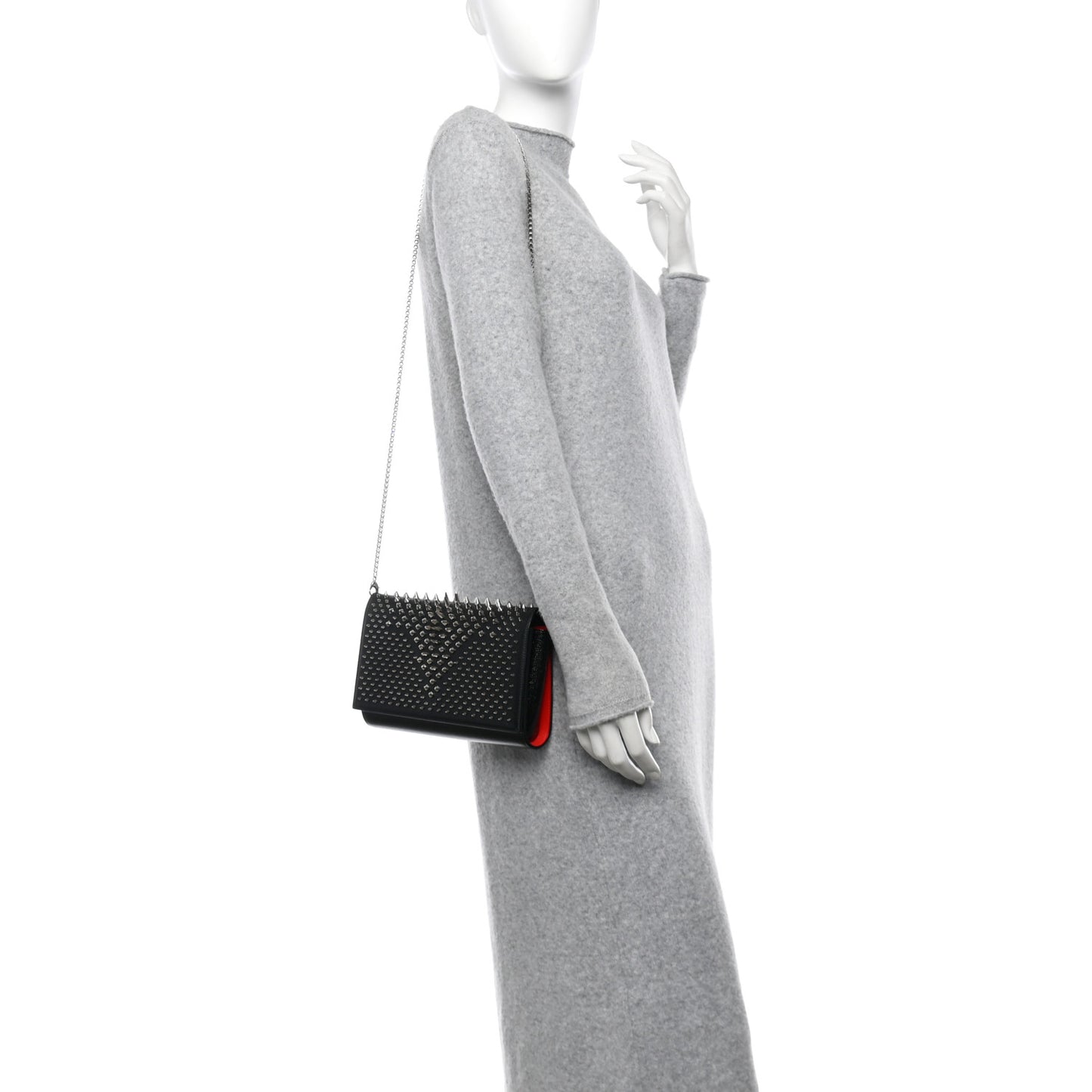 Calfskin Patent Jurassic Spikes Paloma Clutch Black