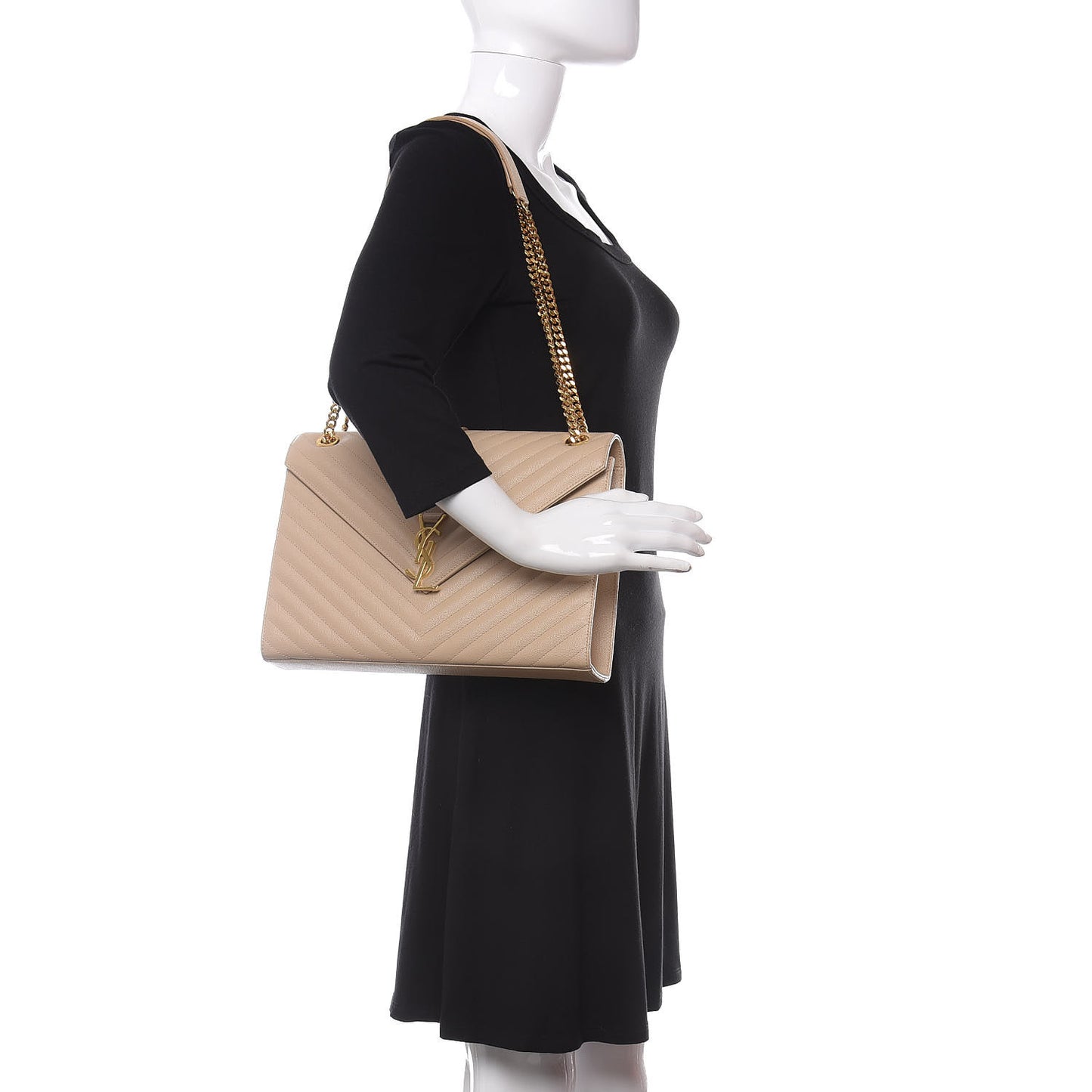 Grain De Poudre Matelasse Chevron Large Monogram Satchel Nude Powder