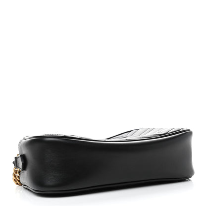 Gucci Calfskin Matelasse Small GG Marmont Chain Shoulder Bag Black 3 of 4