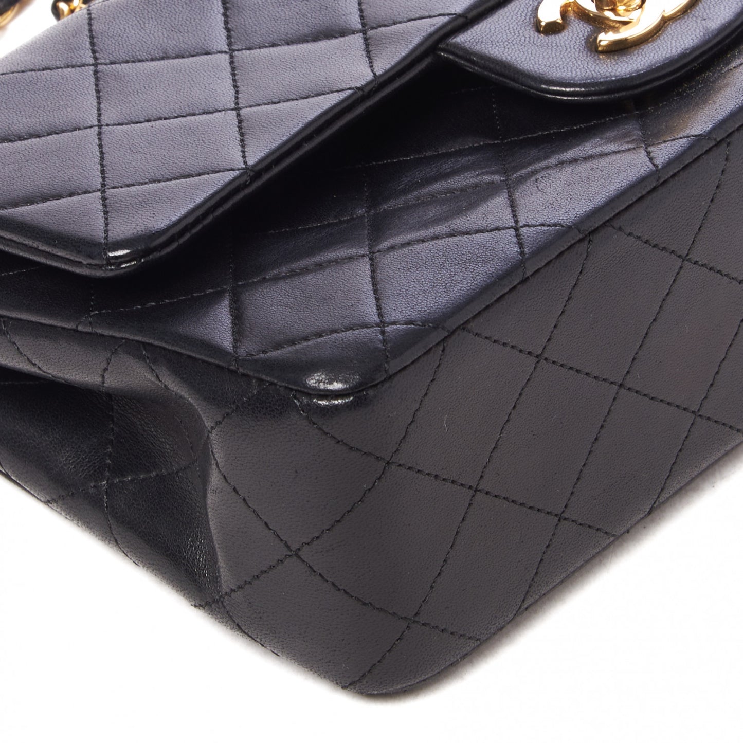 Lambskin Quilted Small Double Flap Black