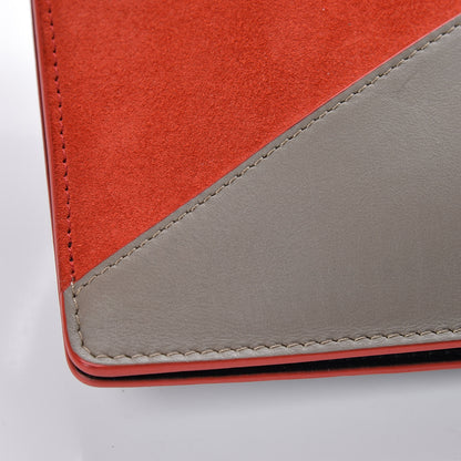 Celine Calfskin Suede Tri-Color Diamond Clutch Red 10 of 16