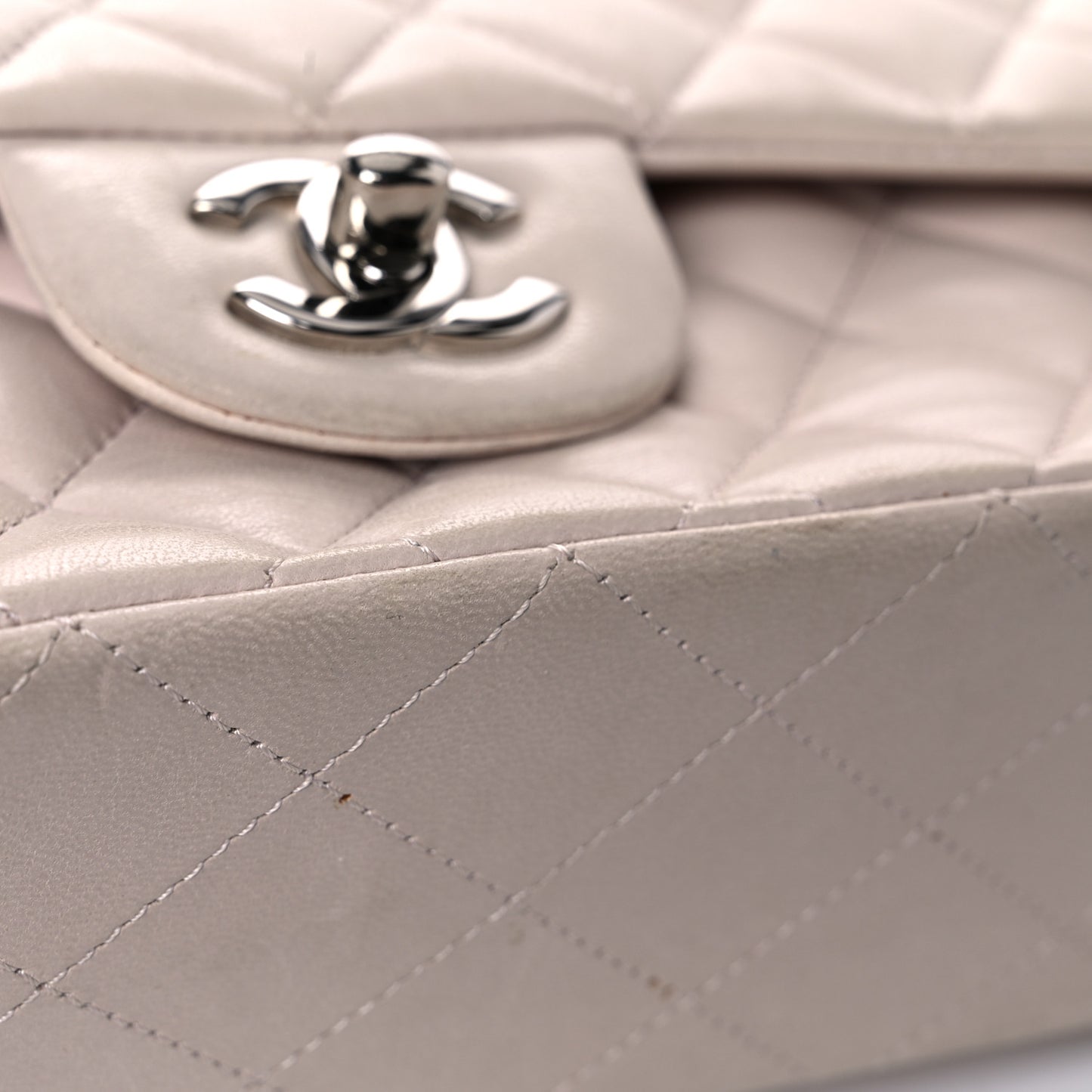 Lambskin Quilted Medium Double Flap Light Pink