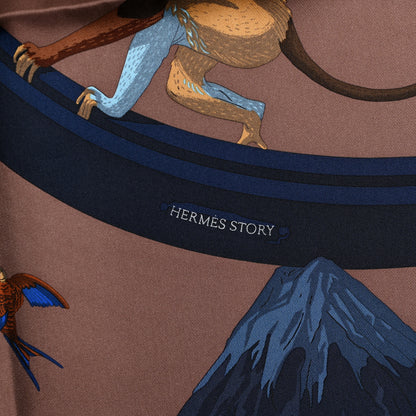 Hermes Silk Hermes Story Scarf 90 Marron Glace Bleu 5 of 7