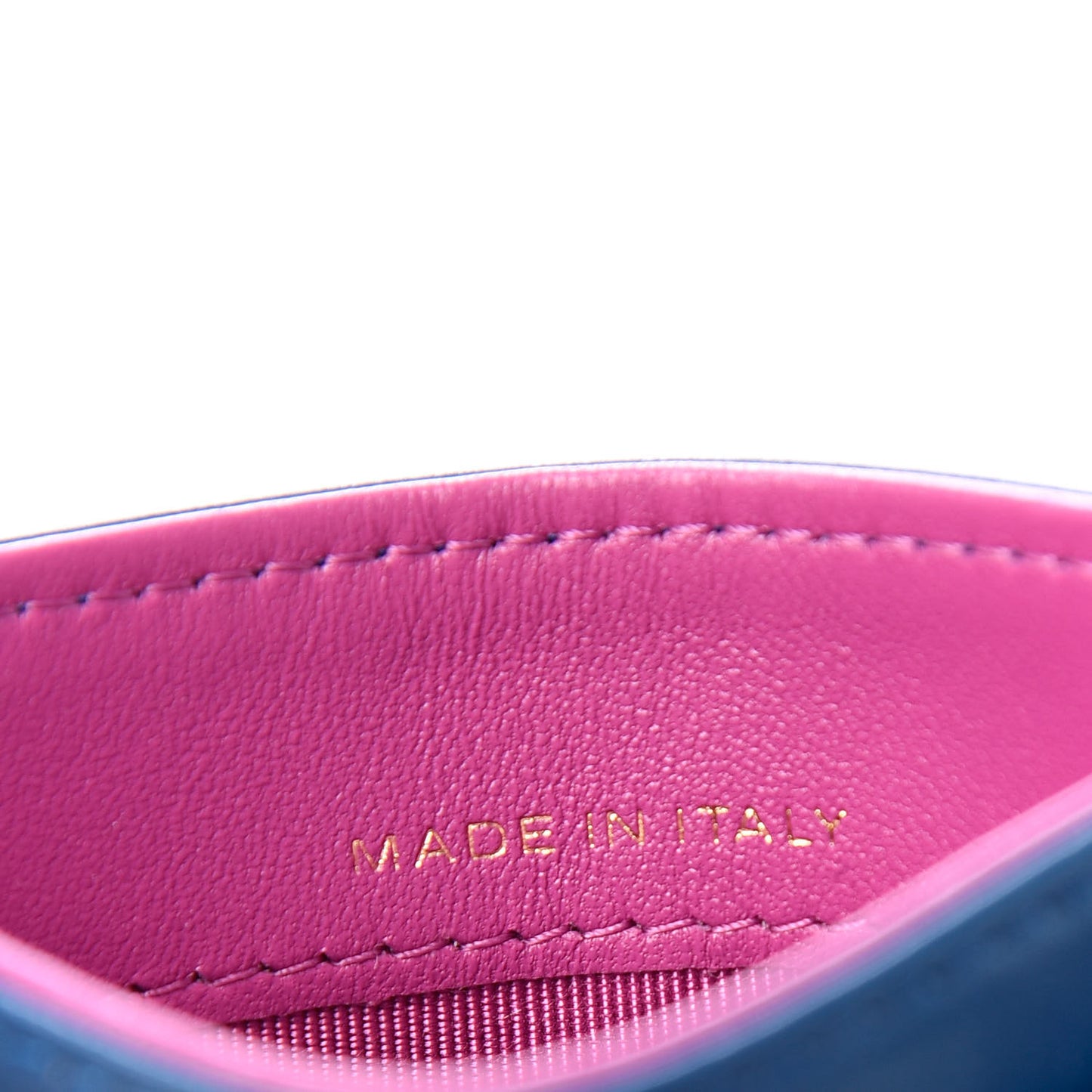 Lambskin Quilted Card Holder Blue Pink