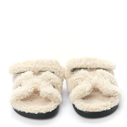 Hermes Woolskin Womens Chypre Sandals 38 Ecru 2 of 7