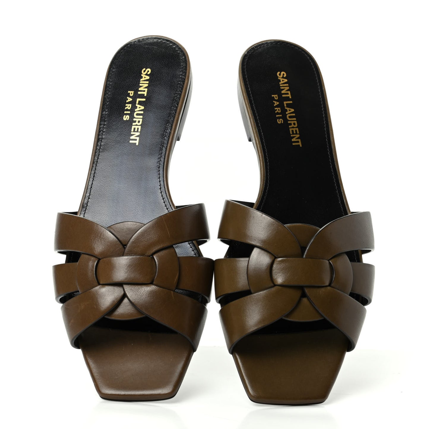 Calfskin Nu Pied 05 Slide Sandals 37 Brown