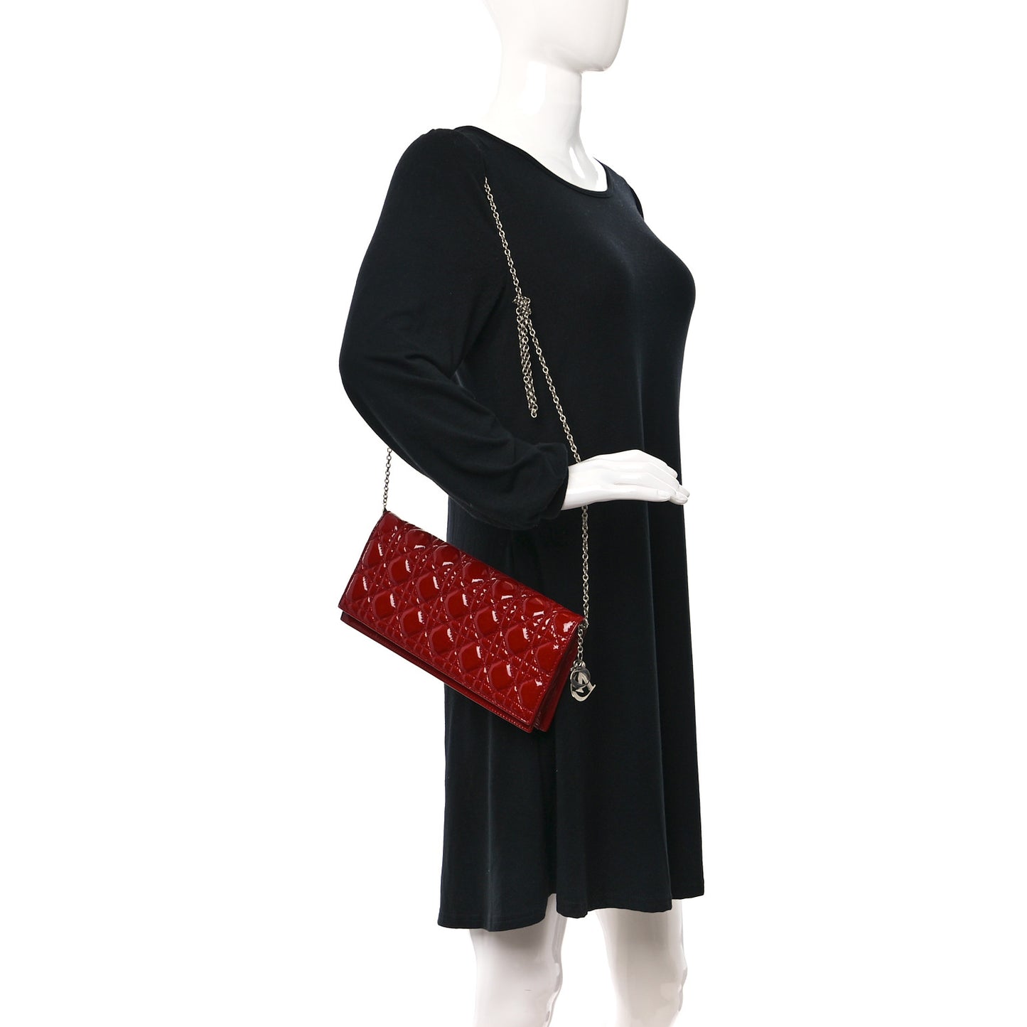 Patent Cannage Lady Dior Convertible Clutch Red