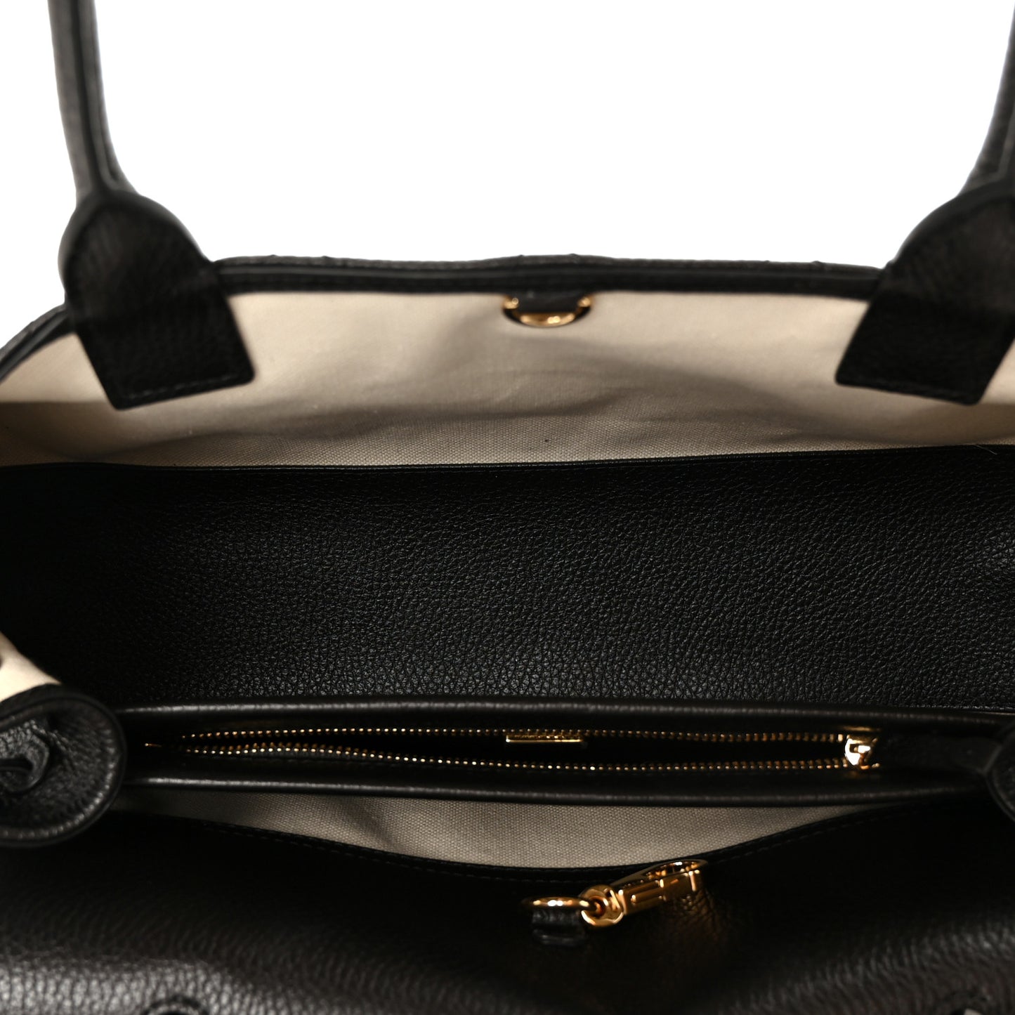 Grained Calfskin Stitched Urban Essentials Small Shopping Bag Black