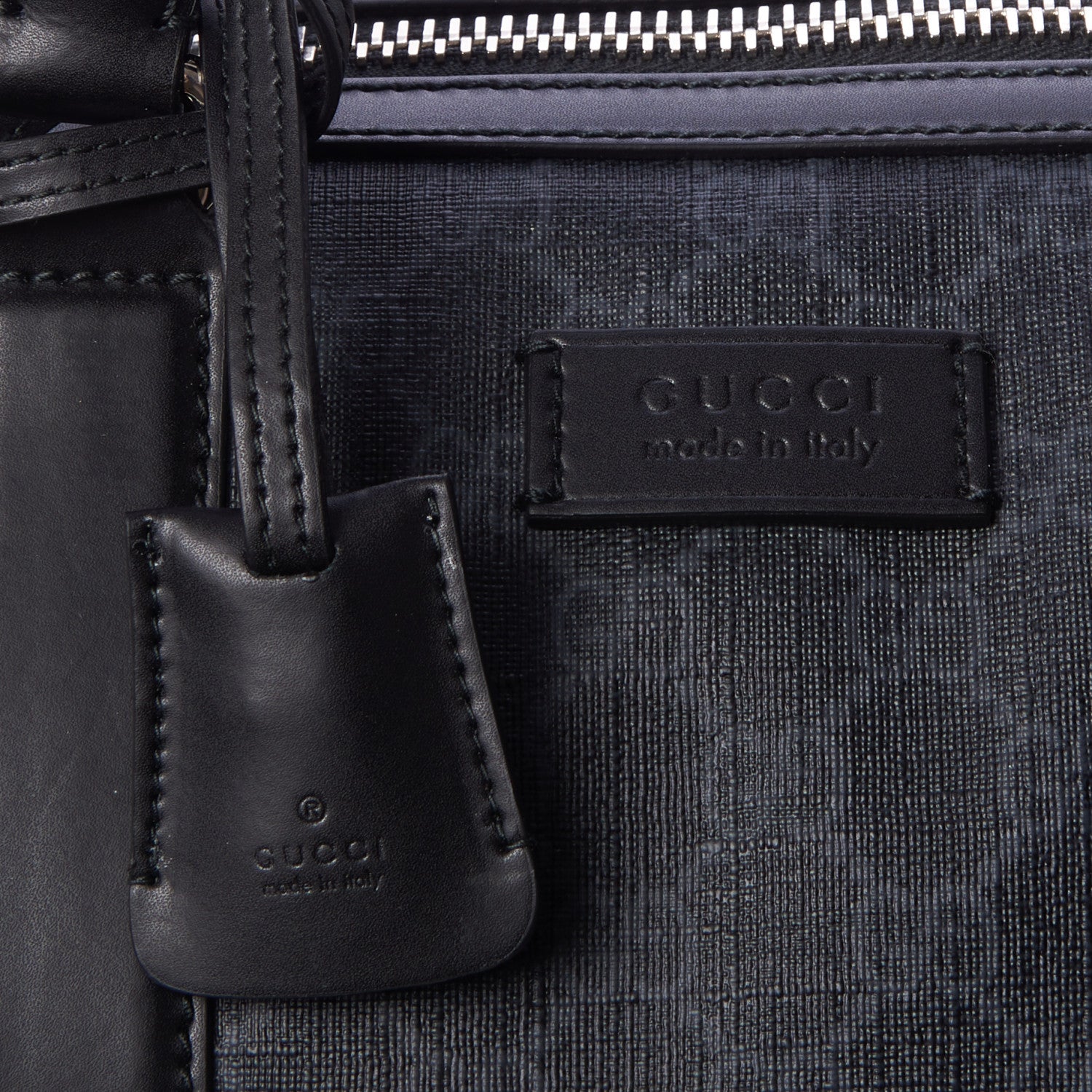 Gucci Soft GG Supreme Monogram Appia Calfskin Web Large Carry On Duffle Bag Black Grey 8 of 10