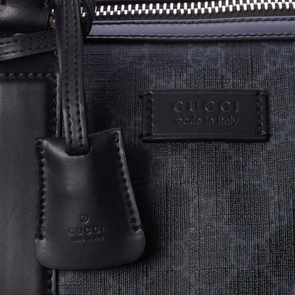 Gucci Soft GG Supreme Monogram Appia Calfskin Web Large Carry On Duffle Bag Black Grey 8 of 10