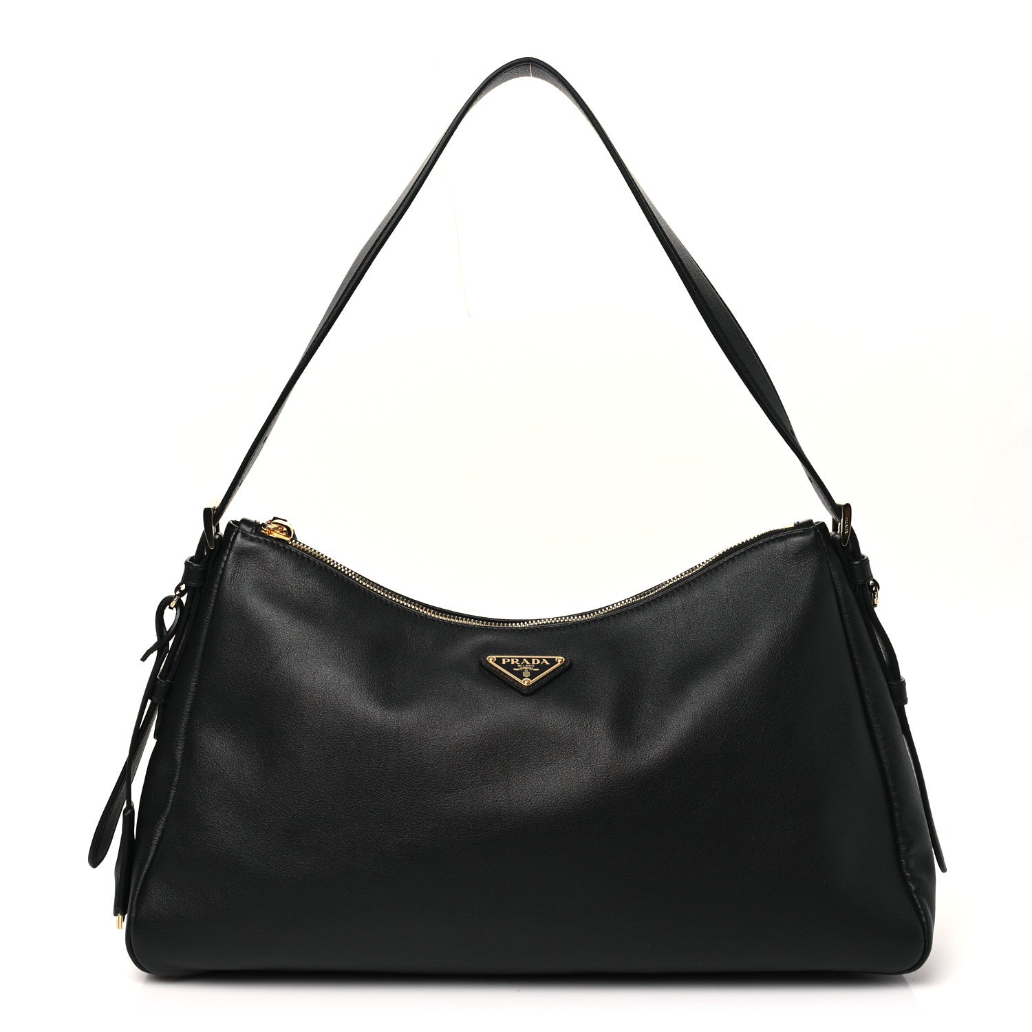 Prada Soft Calfskin Aimee Shoulder Bag Black 1 of 9