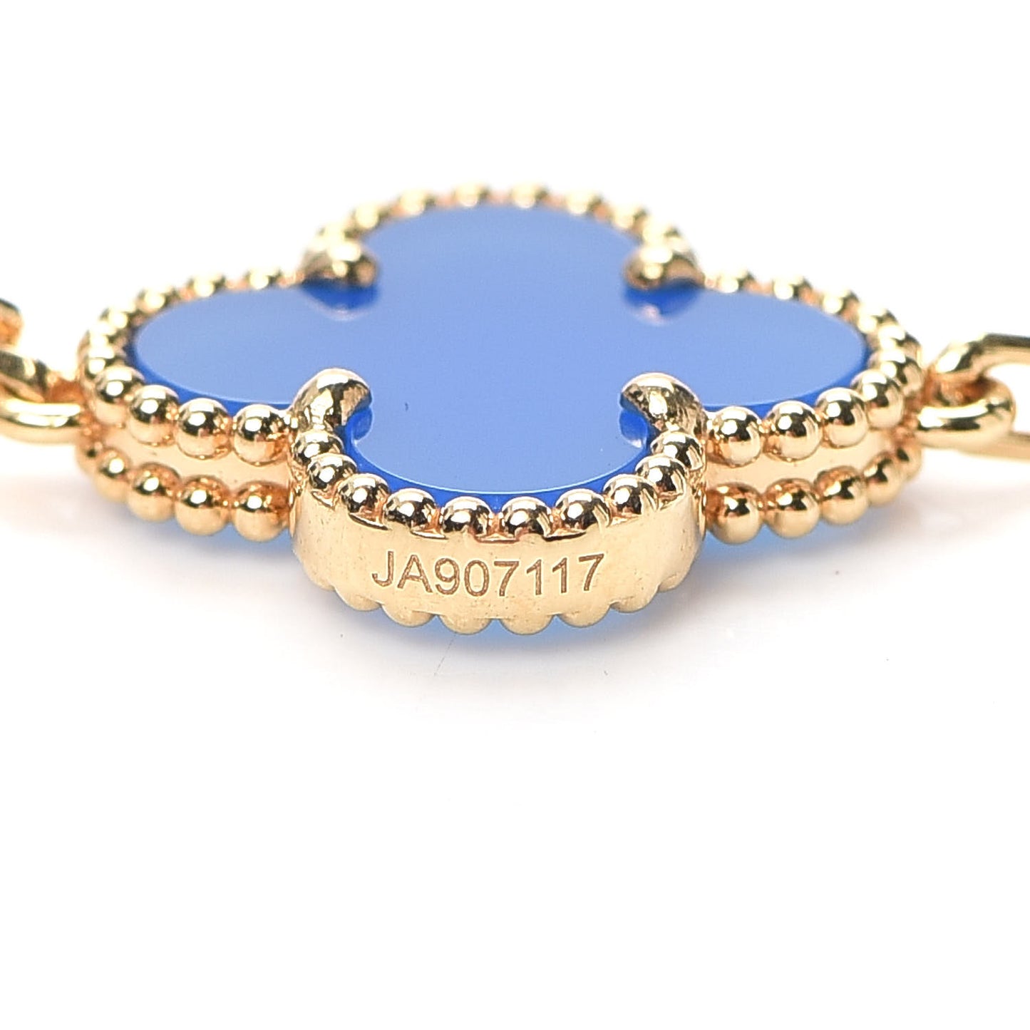 18K Yellow Gold Blue Agate 5 Motifs Vintage Alhambra Bracelet
