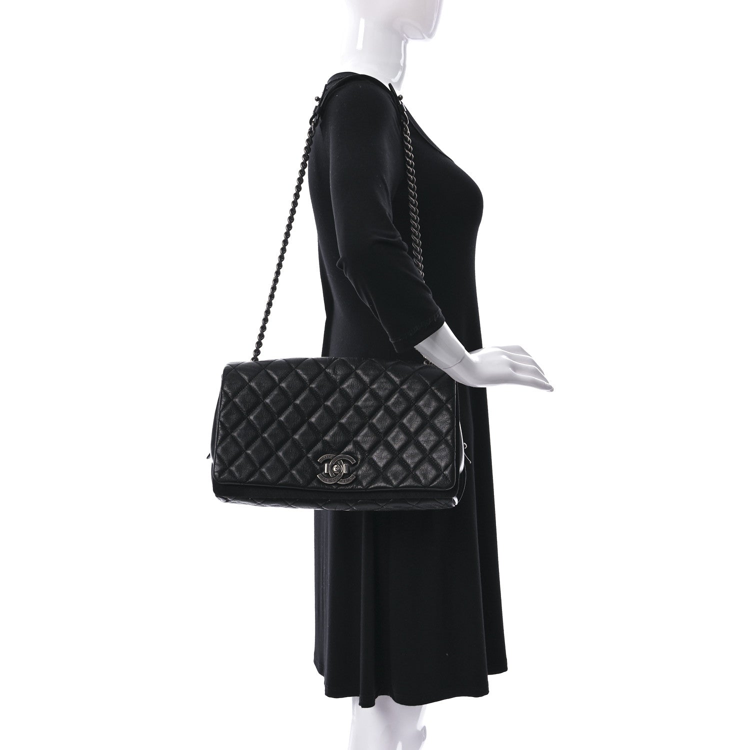 Chanel Goatskin Quilted Large City Rock Flap Black 2 of 10