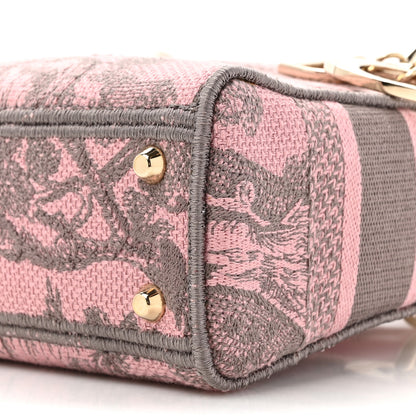 Christian Dior Canvas Toile De Jouy Embroidered Mini Lady D-Lite Gray Pink 10 of 10