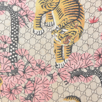 Gucci Modal Silk GG Monogram Supreme Tiger Square Shawl Rope Pink 5 of 5