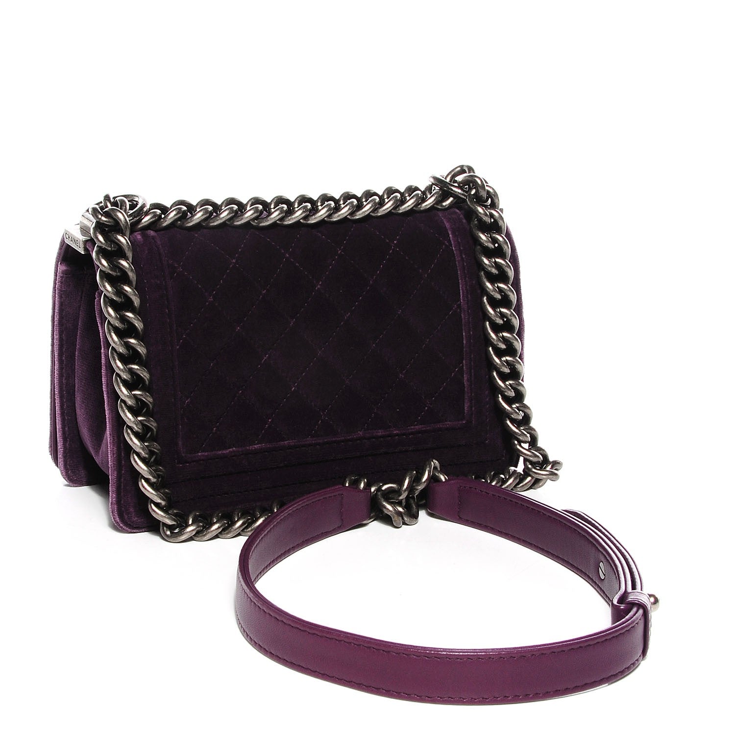 Chanel Velvet Quilted Small Boy Flap Purple 3 of 9