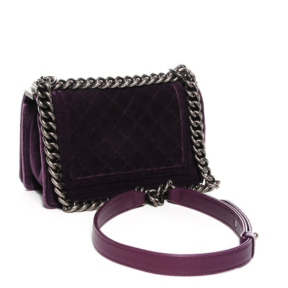 Chanel Velvet Quilted Small Boy Flap Purple 3 of 9