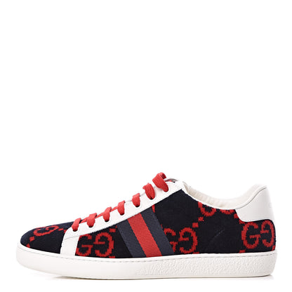 Gucci Terry Cloth GG Monogram Web Womens Ace Sneakers 37.5 Blue Red 1 of 9