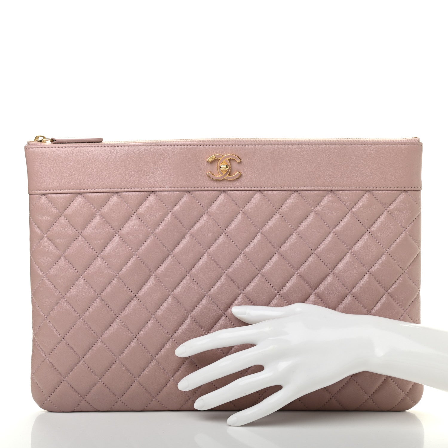 Chanel Lambskin Quilted Large Vintage Mademoiselle Cosmetic Case Pink 2 of 9