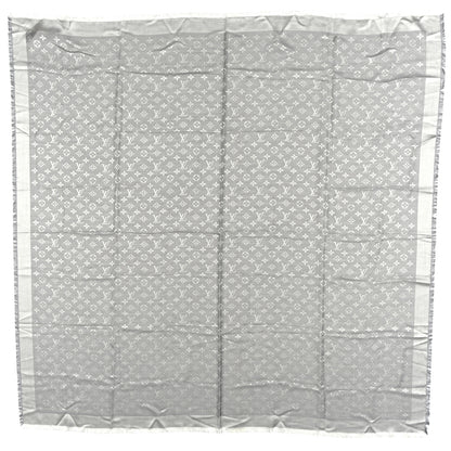 Louis Vuitton Wool Silk Monogram Denim Shawl Pearl Grey 1 of 5
