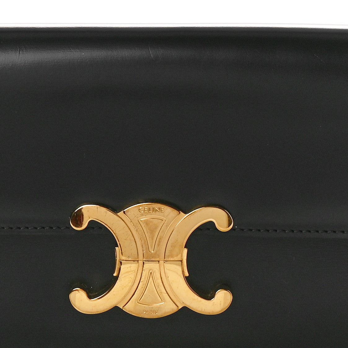 Shiny Calfskin Triomphe Shoulder Bag Black