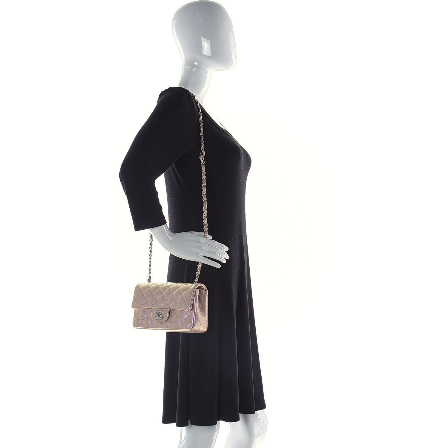 Chanel Iridescent Calfskin Quilted Mini Rectangular Flap Pink 2 of 12
