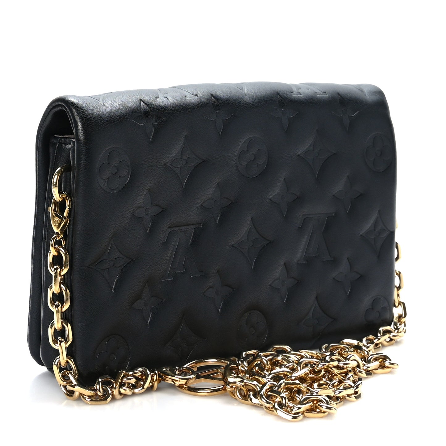 Lambskin Embossed Monogram Pochette Coussin Black