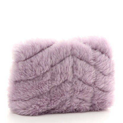 Saint Laurent Shearling Quilted Monogram Loulou Puffer Pouch Clutch Lilac 3 of 10