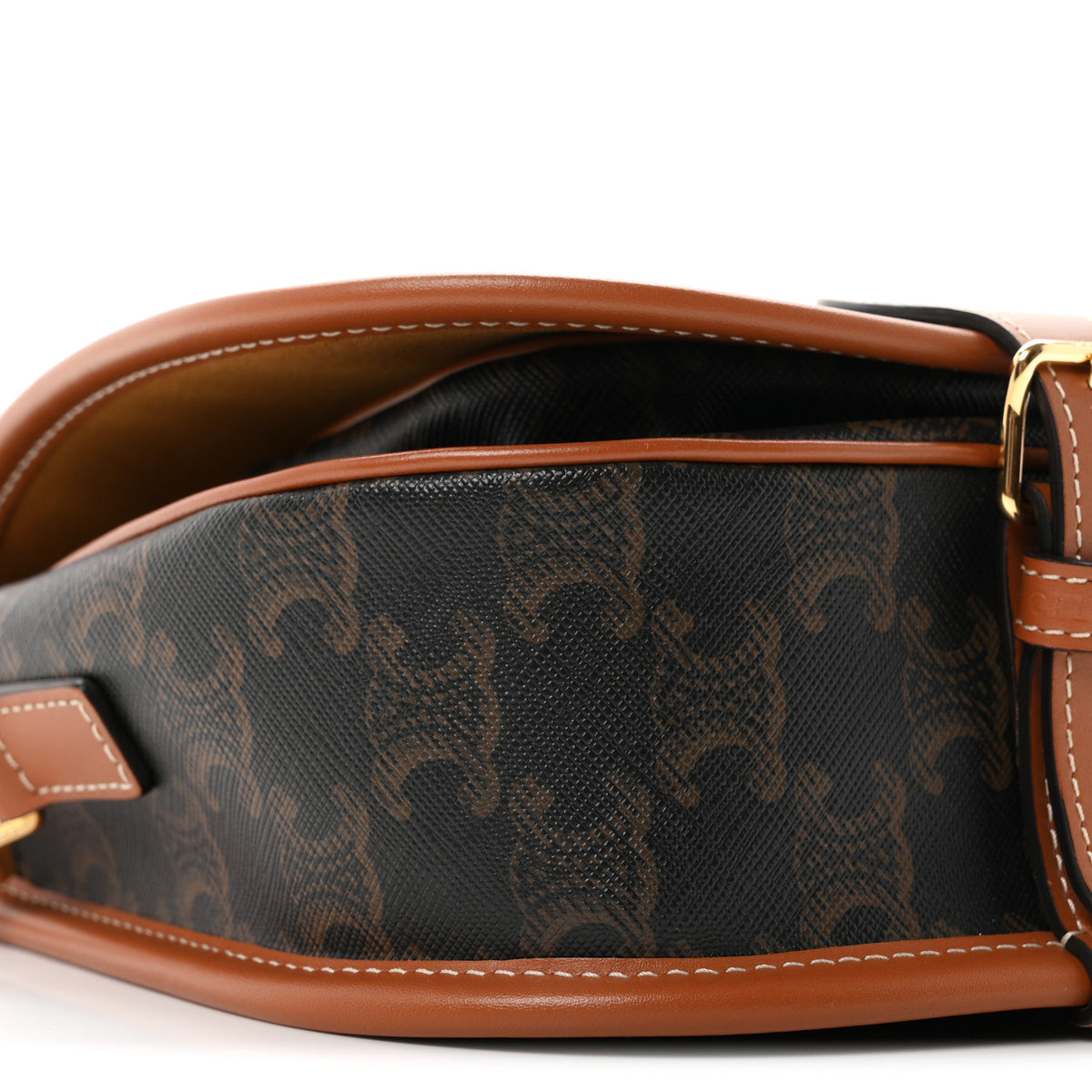 Celine Triomphe Canvas Medium Folco Bag Tan 9 of 10