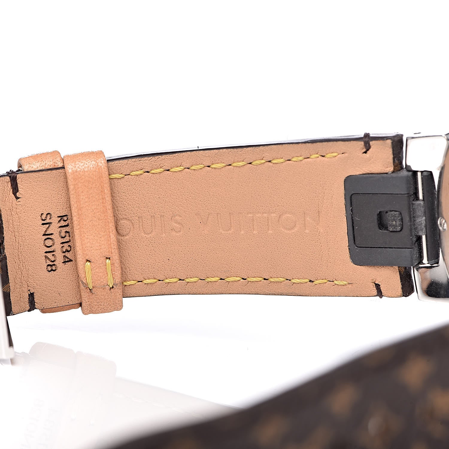 Louis Vuitton Stainless Steel Monogram 39mm Tambour GMT Automatic Watch Brown 7 of 9