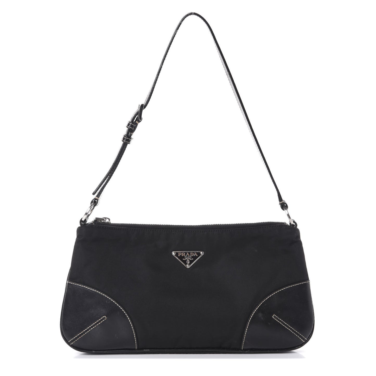 Tessuto Light Nylon Soft Calf Shoulder Bag Black