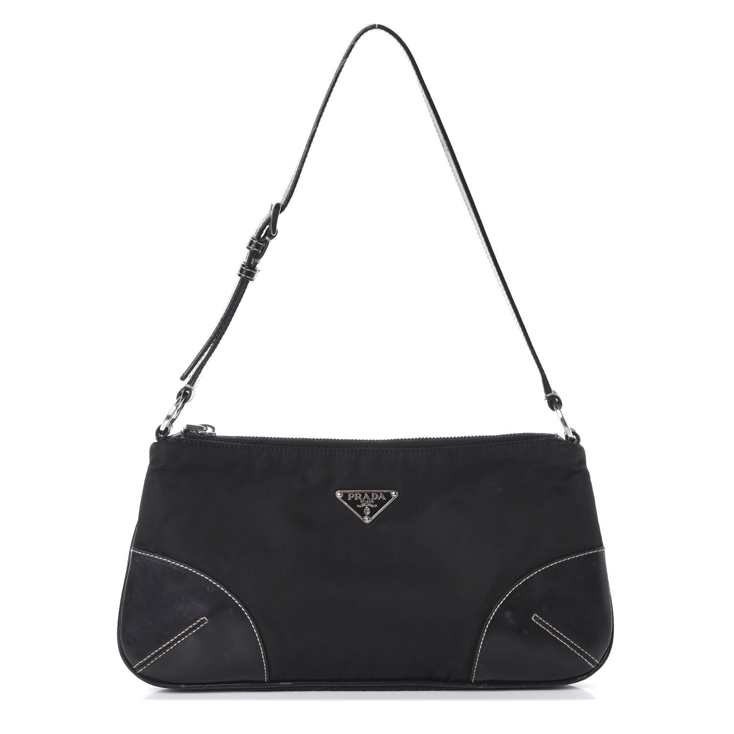 Prada Tessuto Light Nylon Soft Calf Shoulder Bag Black 1 of 11