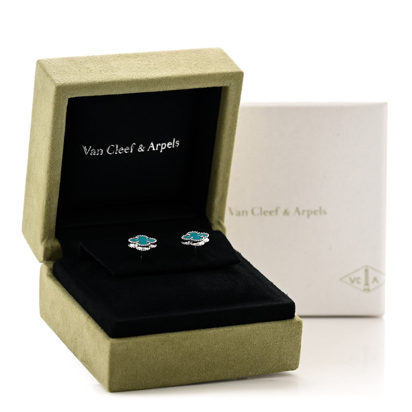 18K White Gold Turquoise Sweet Alhambra Earrings