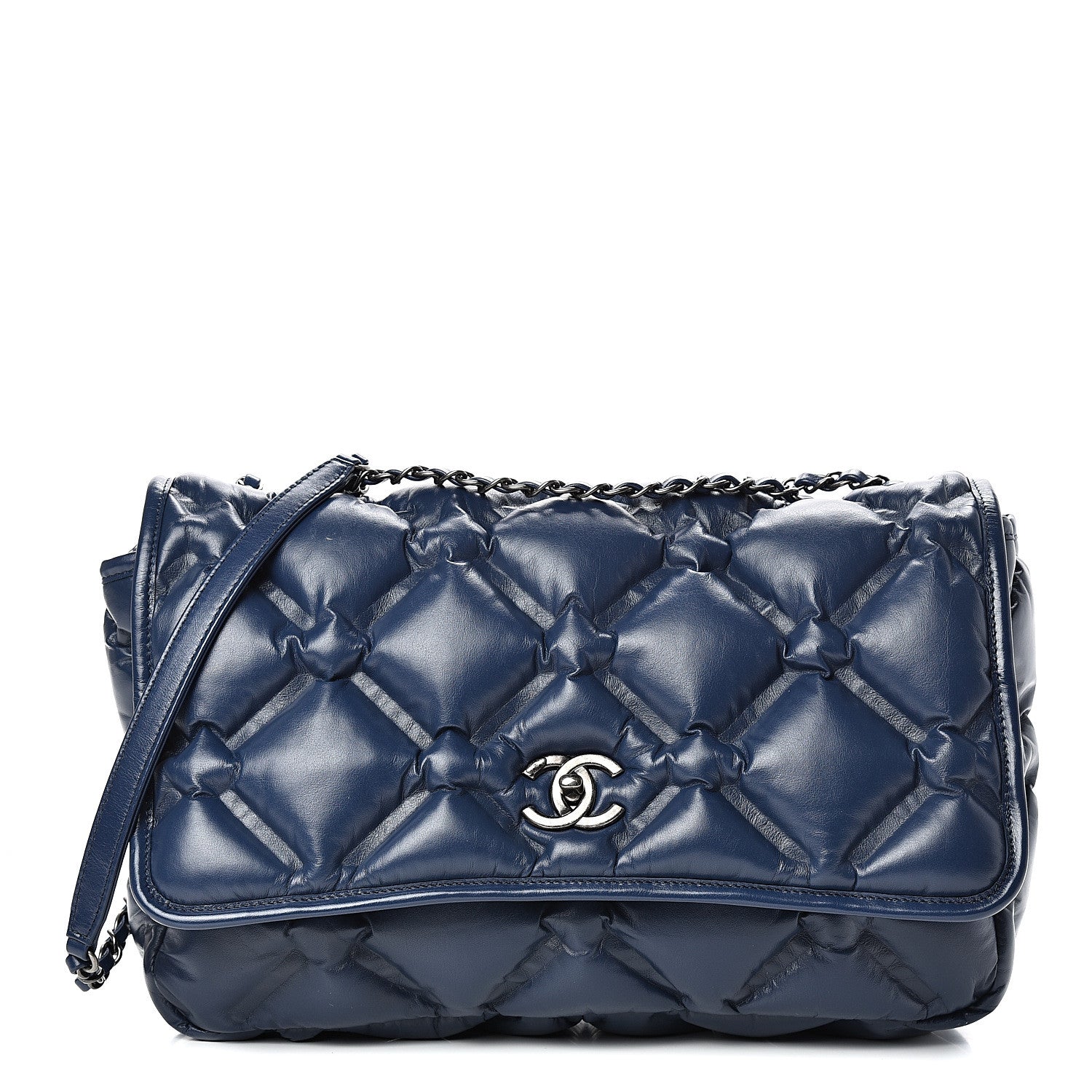 Chanel Calfskin Quilted Large Chesterfield Flap Navy 1 of 16