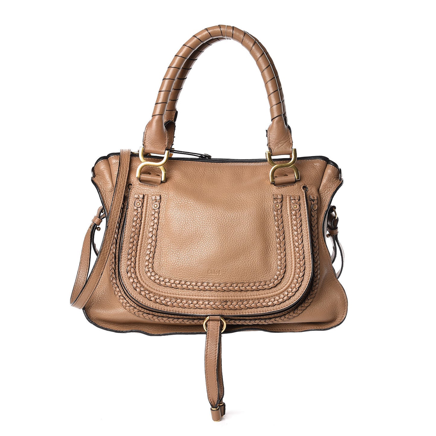 Calfskin Braided Medium Marcie Satchel Nut